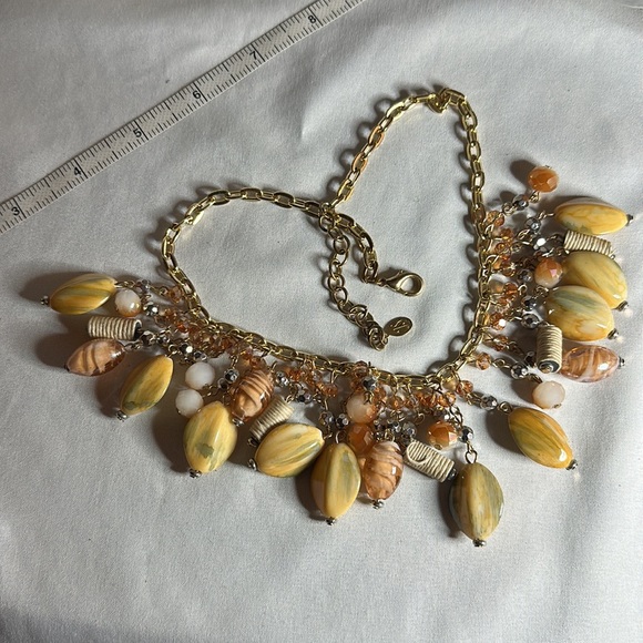 Drippy glass bead and marbleized bead necklace - Picture 6 of 7